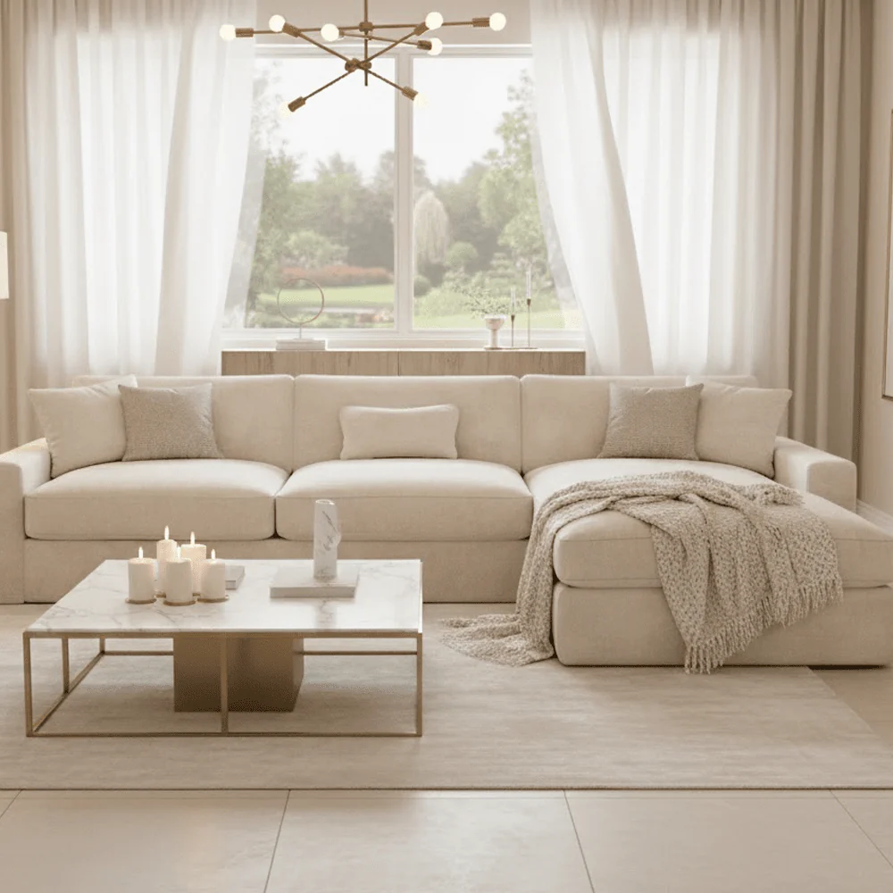 Tribeca Cream Velvet Medium Left Hand Facing Chaise End Sofa - Image 5