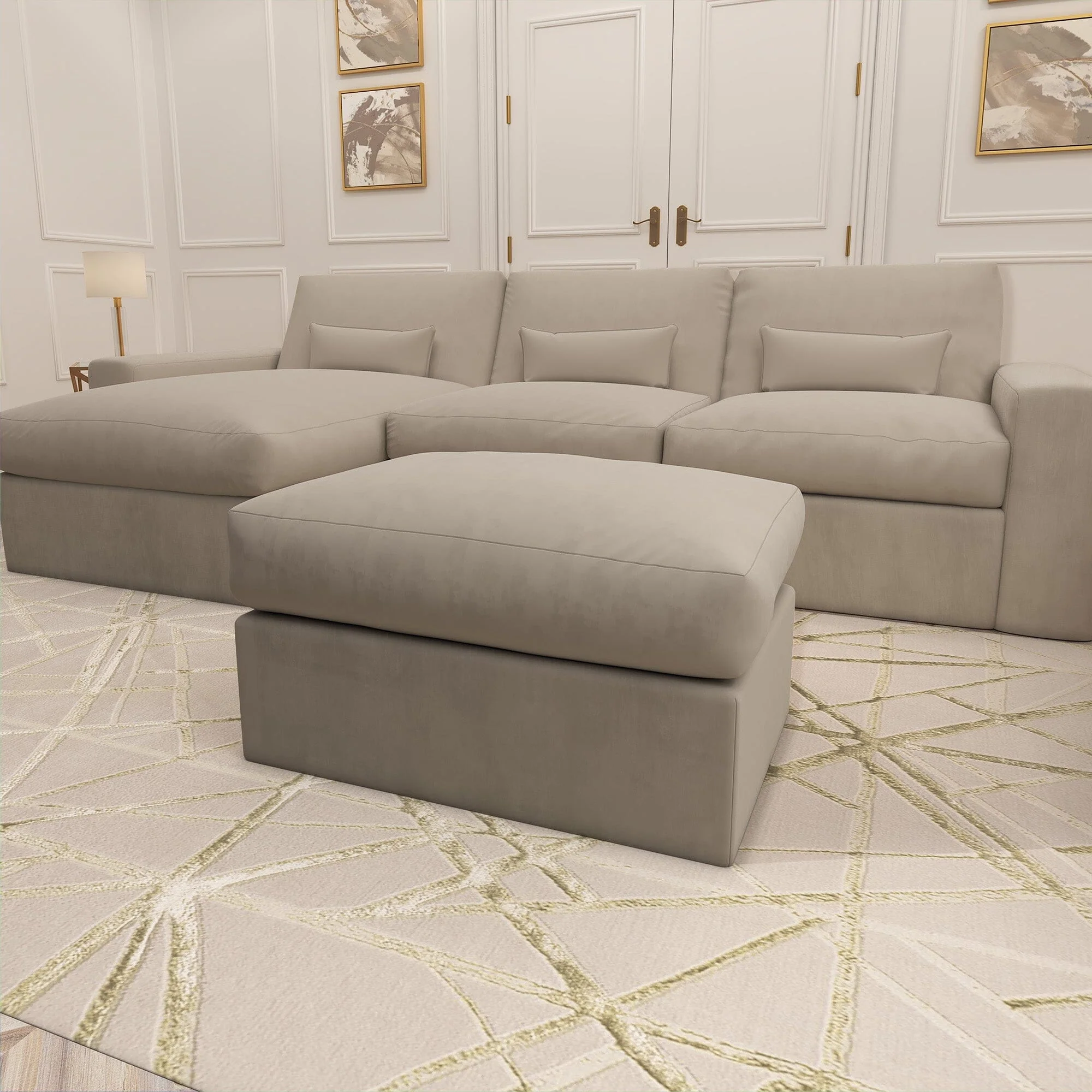 Tribeca Mink Velvet Large Footstool
