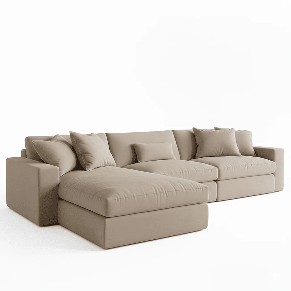 Tribeca Mink Velvet Large Left Hand Facing Chaise End Sofa - Image 3