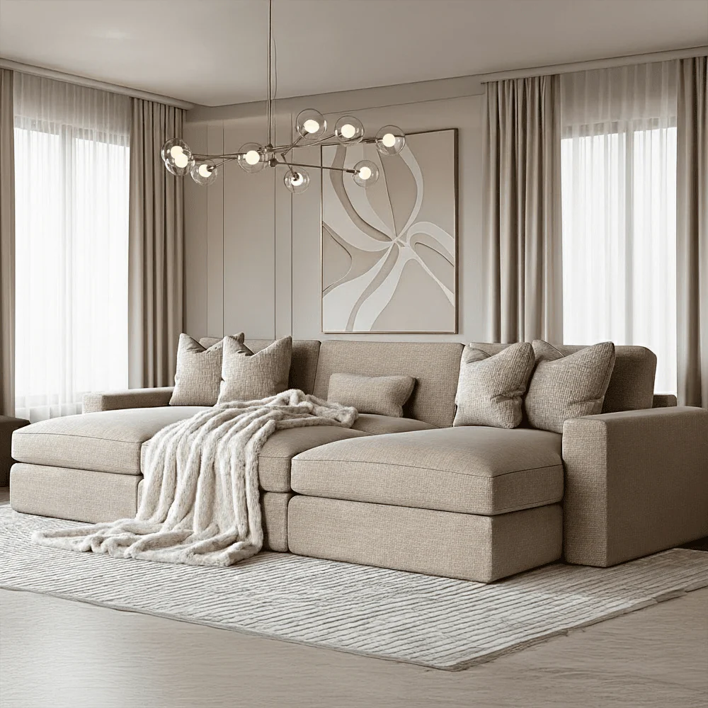 Tribeca Warm Grey Large U Shape Footstool