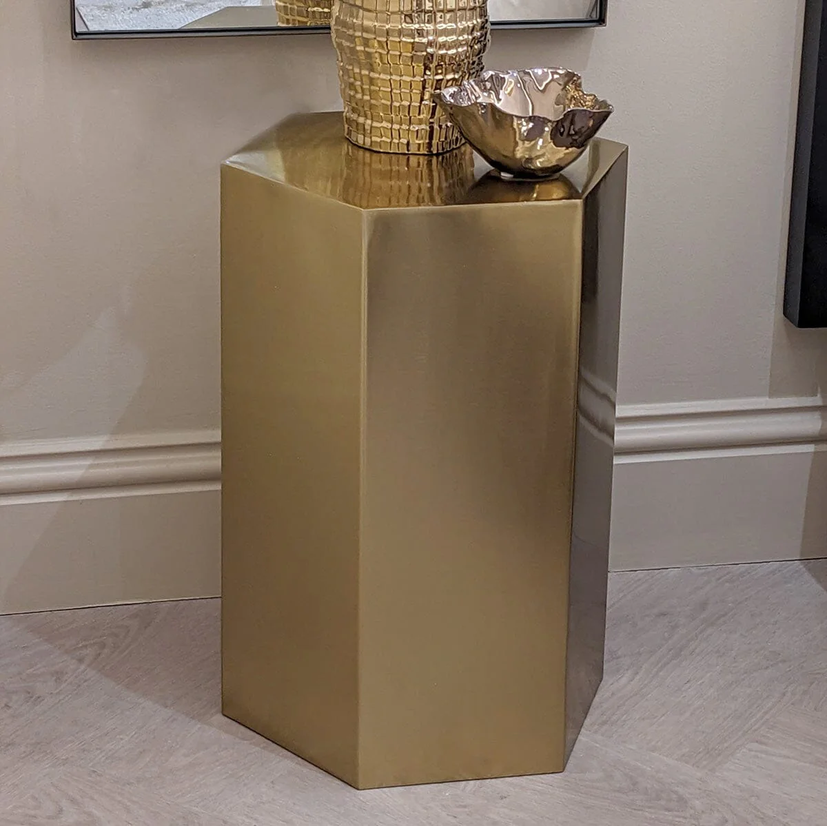 Trillionaire Large Hexagonal Gold Side Table - Image 2