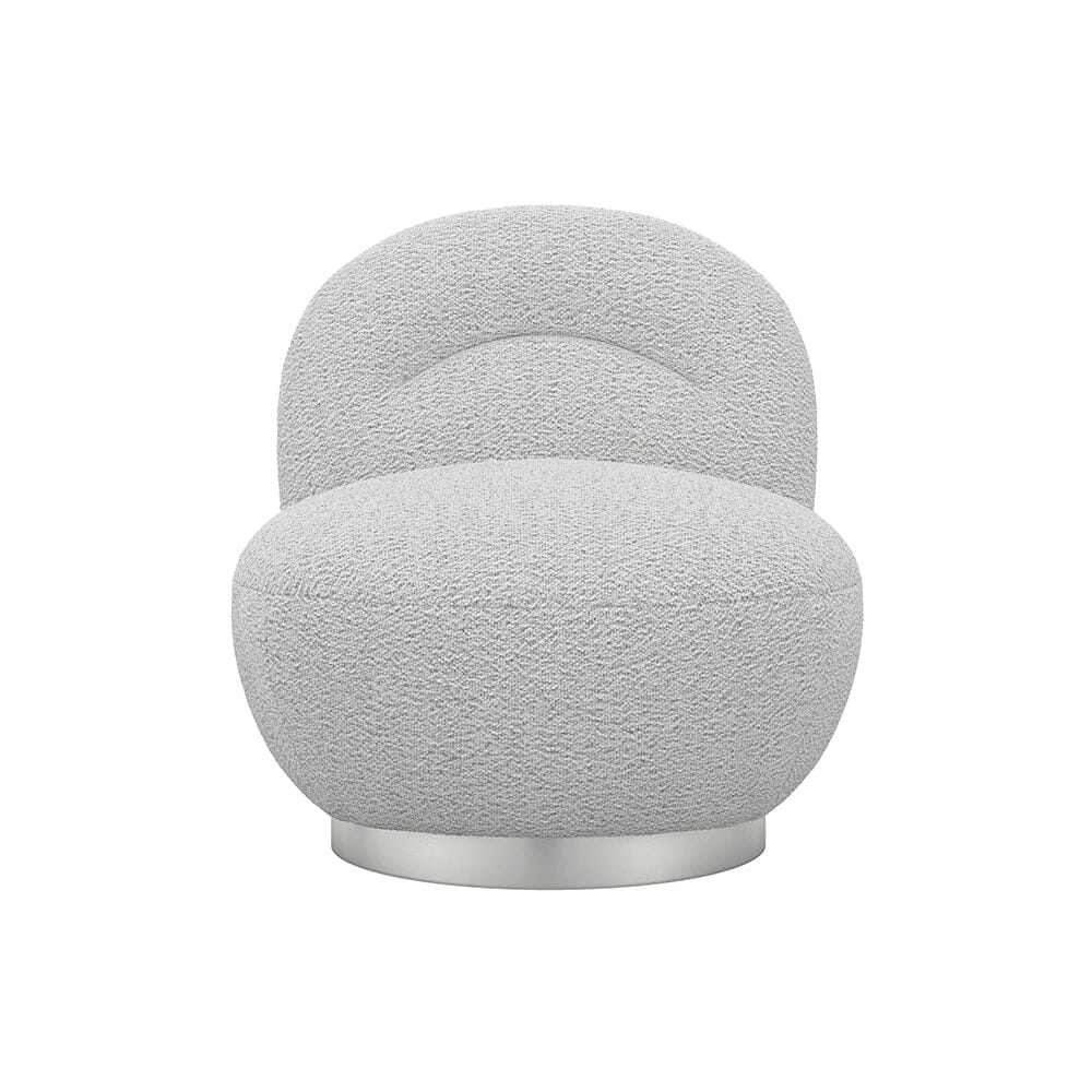 Tula Grey Upholstered Boucle Accent Chair with Silver Base - Image 2