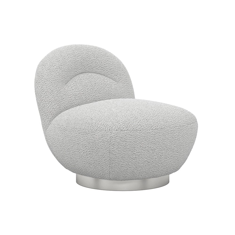 Tula Grey Upholstered Boucle Accent Chair with Silver Base - Image 3