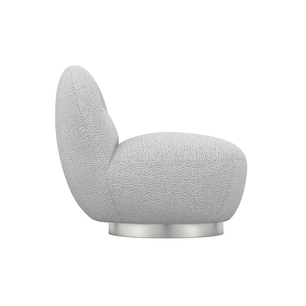 Tula Grey Upholstered Boucle Accent Chair with Silver Base - Image 4