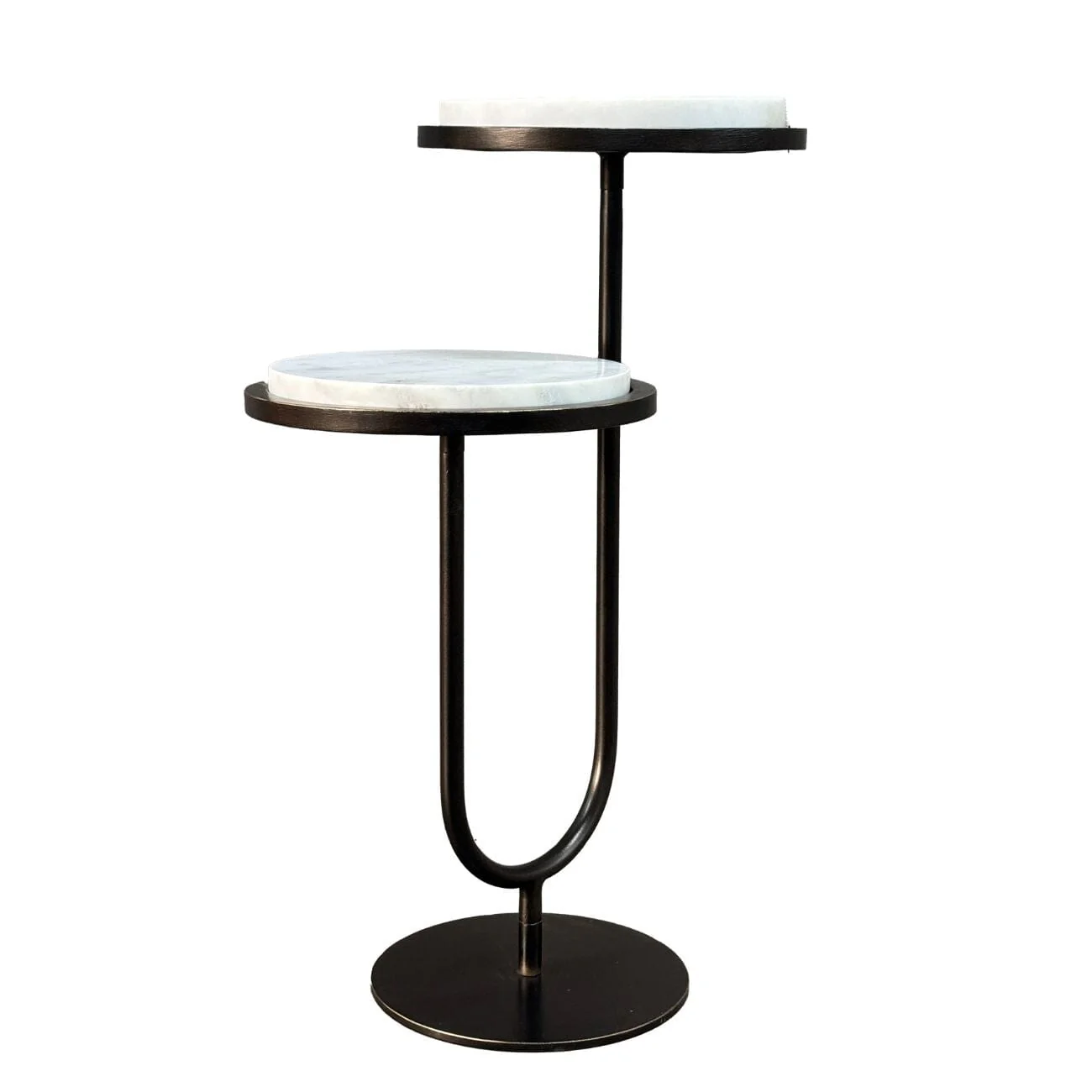 Utopia Deep Bronze 2 Tiered Side Table with Marble Top - Image 3