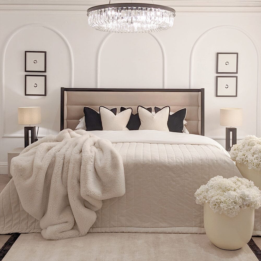 Valencia Mink & Black Premium Channelled Winged Bed