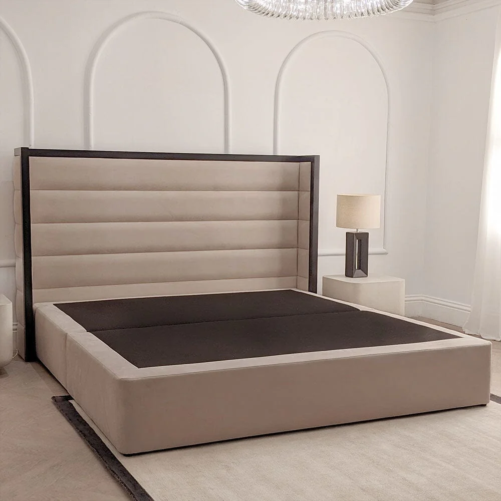 Valencia Mink & Black Premium Channelled Winged Bed - Image 2