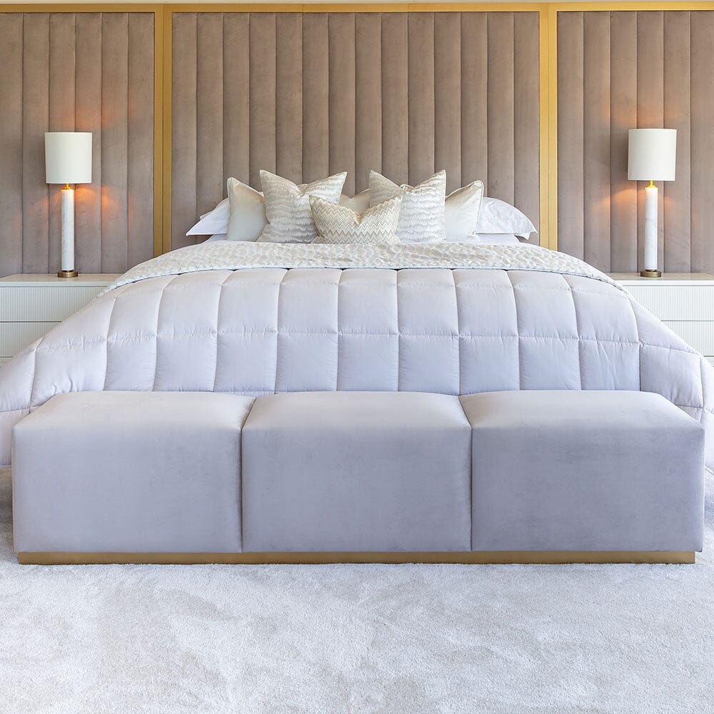 Valentina Praline & Gold Premium Upholstered Bench - Image 2