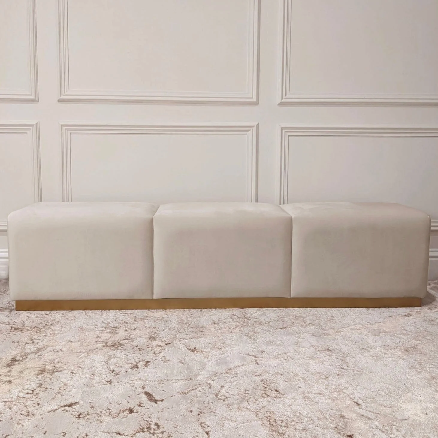 Valentina Praline & Gold Premium Upholstered Bench - Image 4