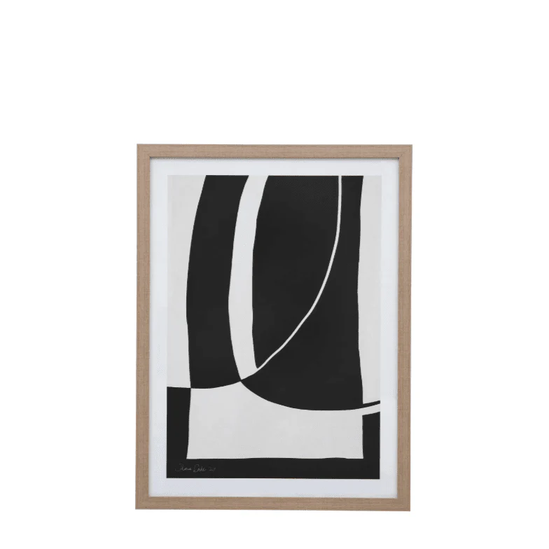 Valeria Monochrome Abstract Wall Art with Wooden Frame - Image 2