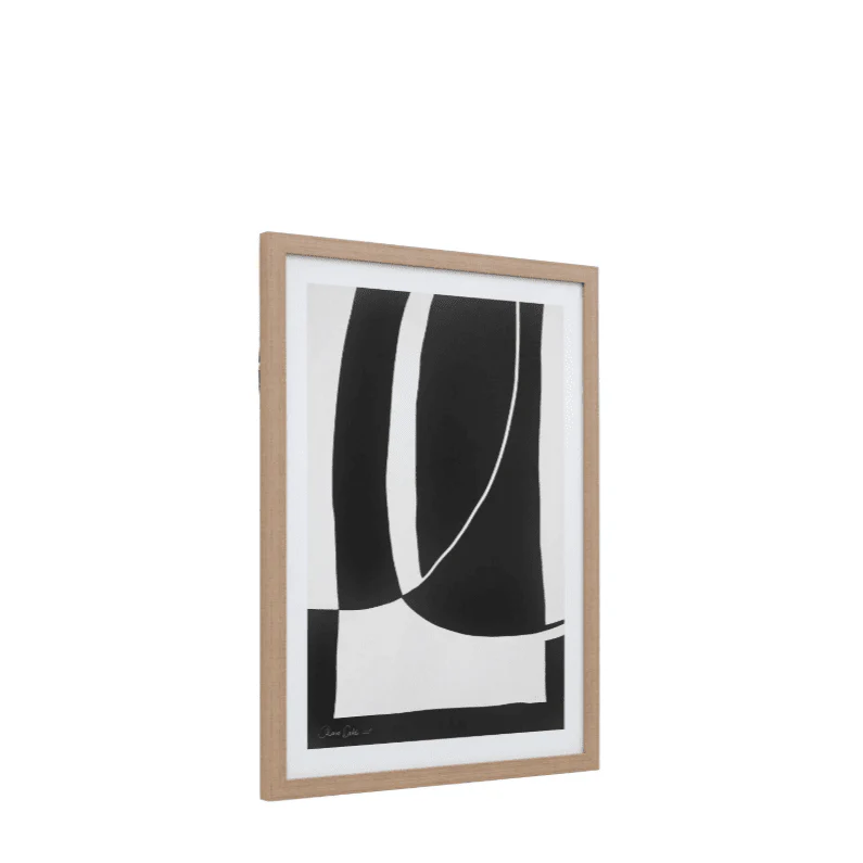 Valeria Monochrome Abstract Wall Art with Wooden Frame - Image 3