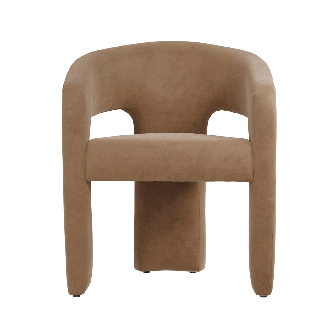 Valross Curved Back Taupe Velvet Accent Chair - Image 2