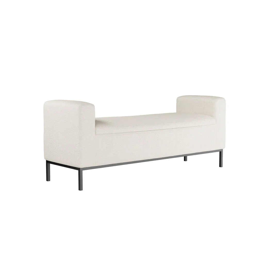 Vanessa Ivory Linen Blend Bench with Black Legs - Image 2