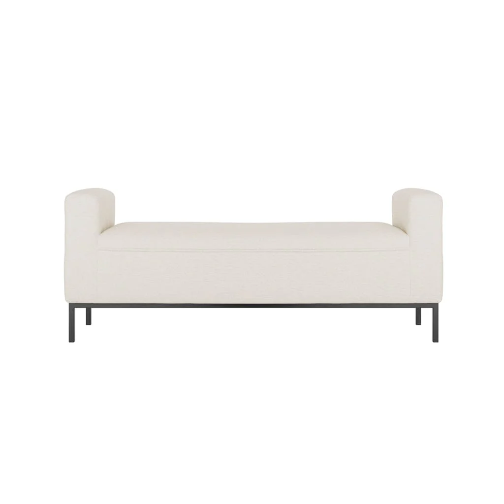 Vanessa Ivory Linen Blend Bench with Black Legs - Image 3