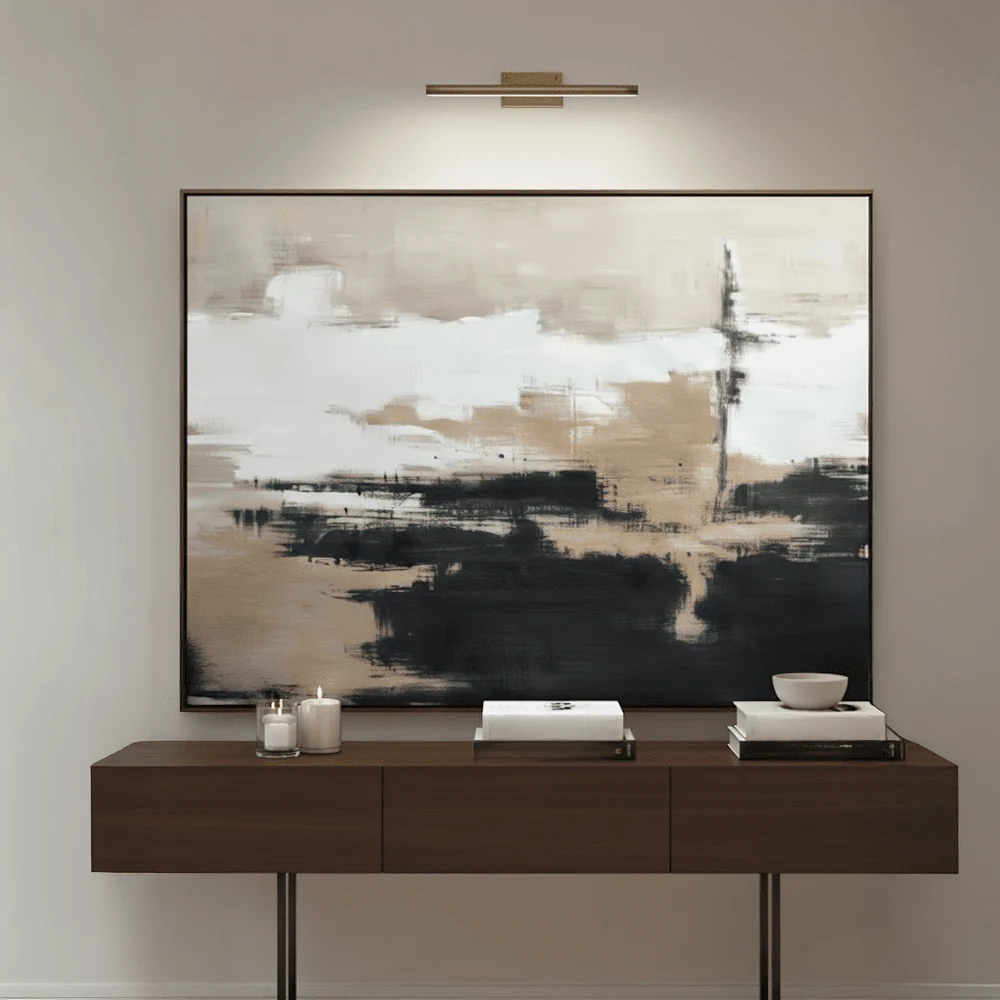 Vannes Large Taupe & Black Abstract Framed Wall Art
