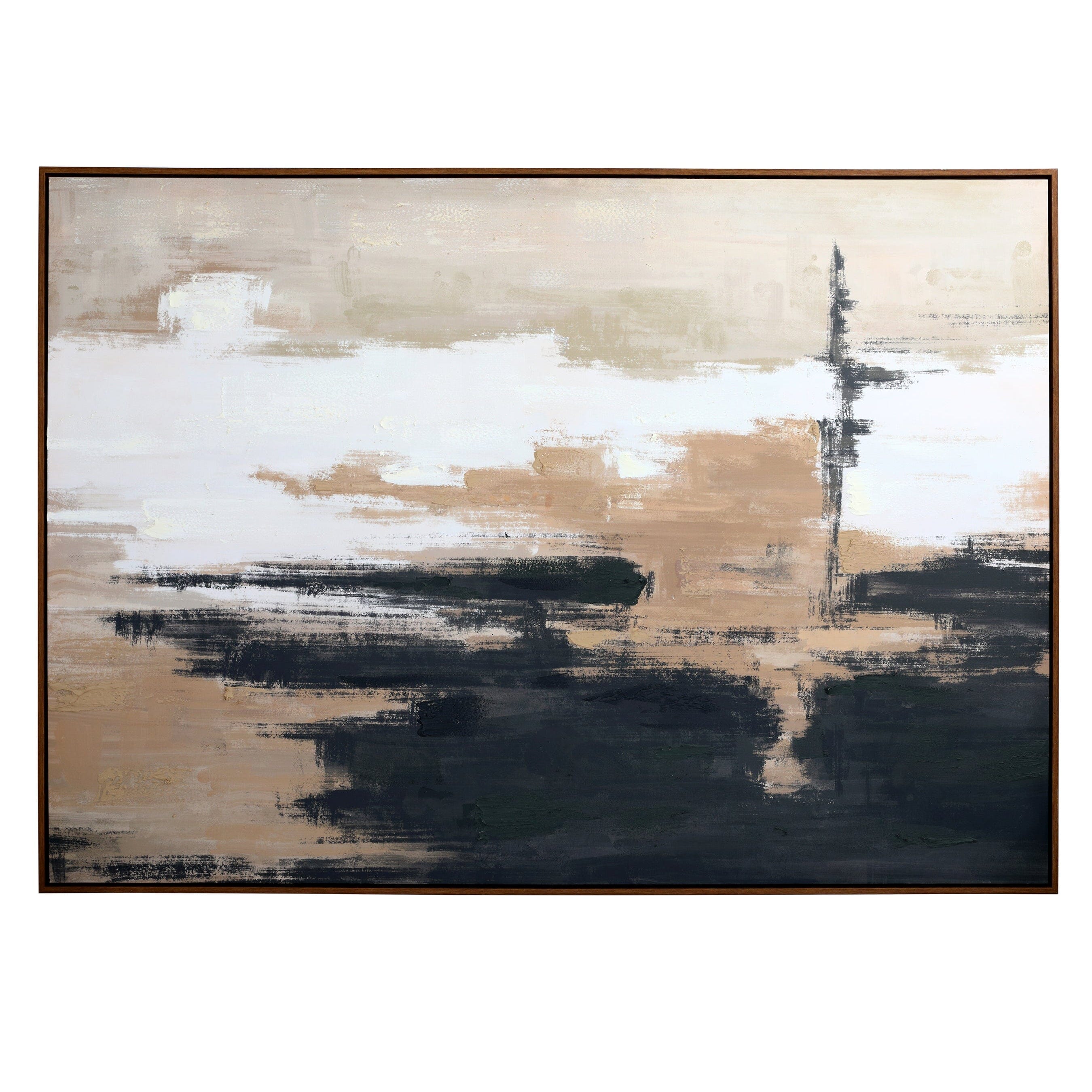 Vannes Large Taupe & Black Abstract Framed Wall Art - Image 2