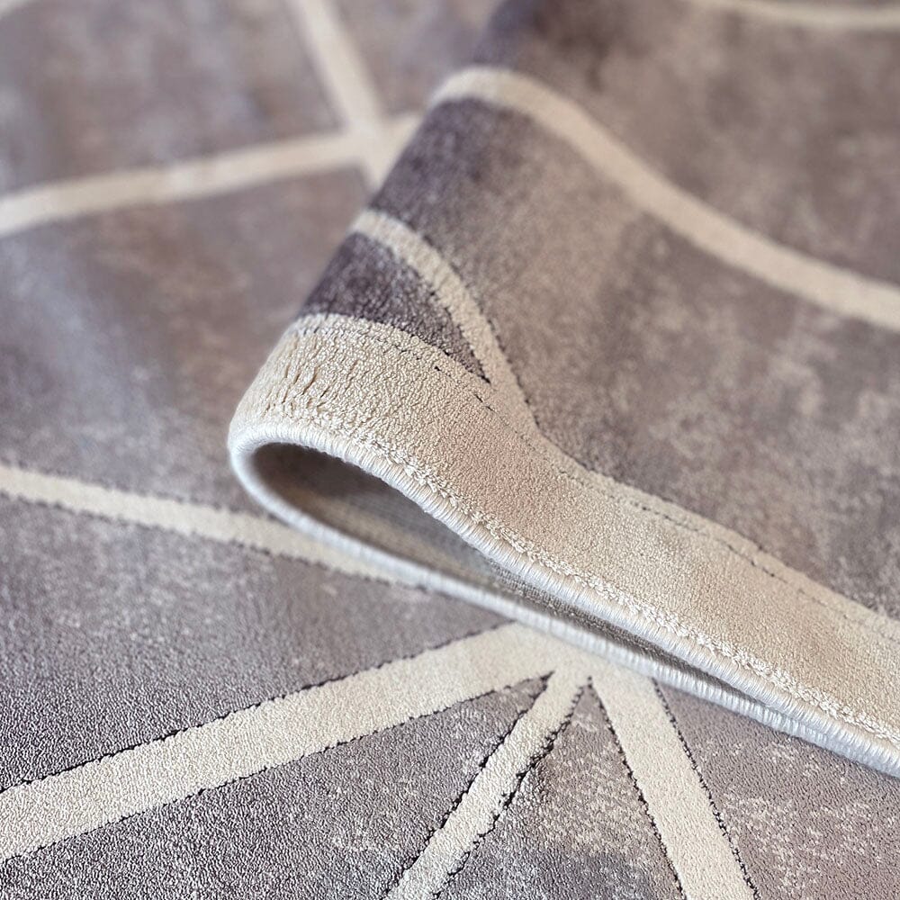 Varenna Cream & Grey Geometric Patterned Rug - Image 2