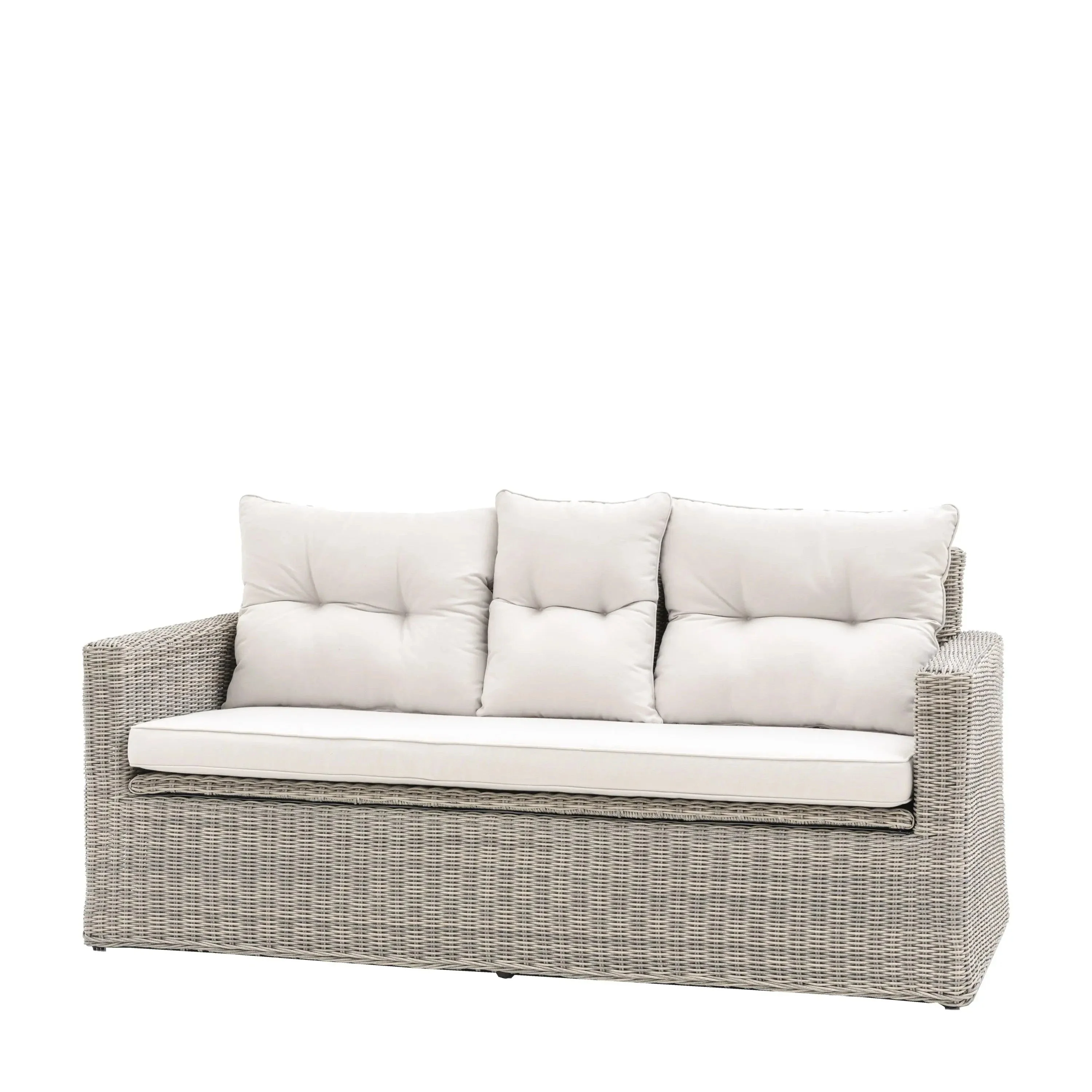 Vazzano Cream & Rattan 2 Seater Outdoor Storage Sofa - Image 7