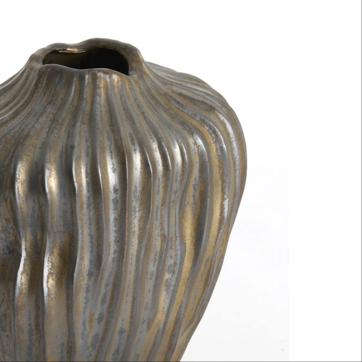 Vegas Antique Bronze Ribbed Vase - Image 3