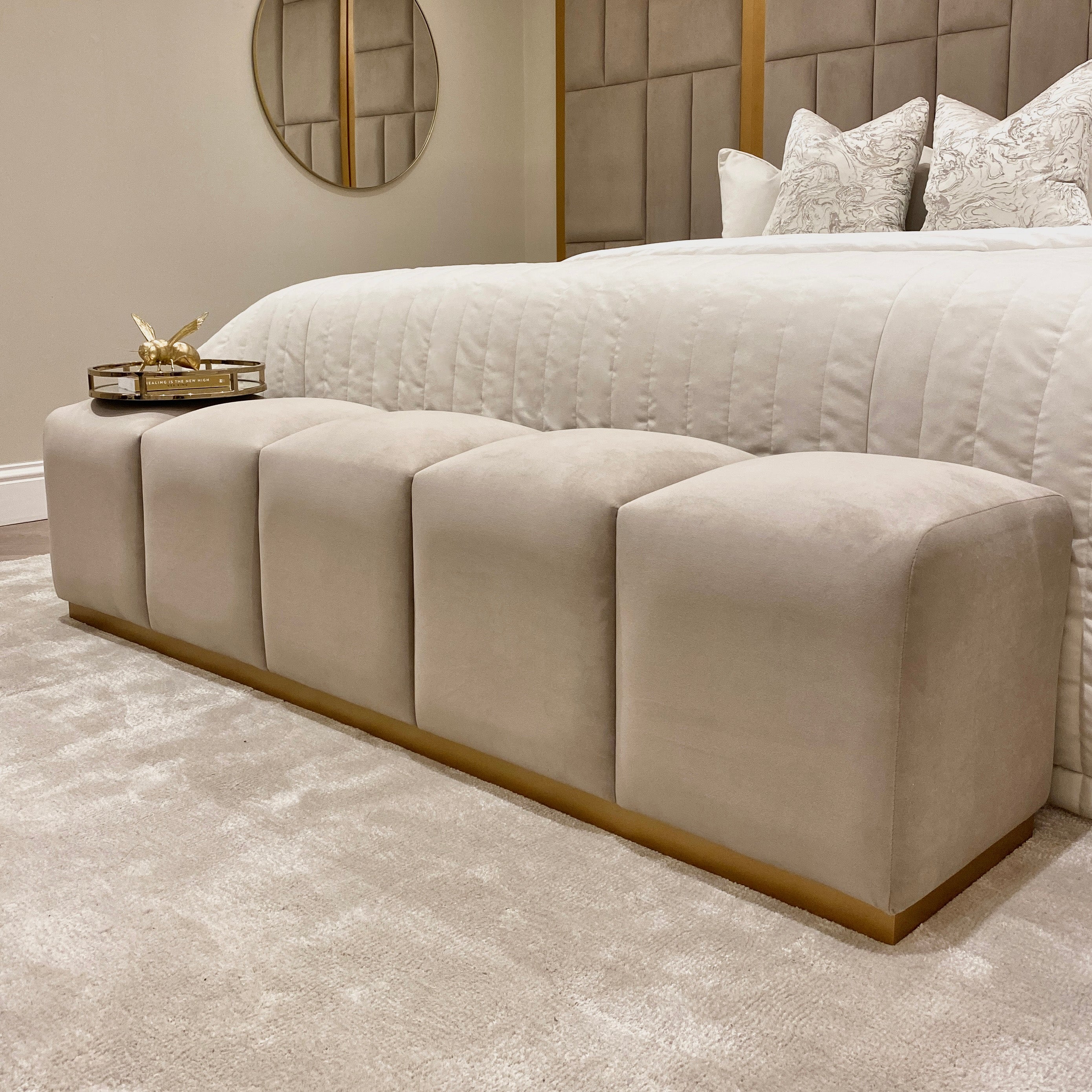 Venus Mink & Gold Premium Upholstered Bench - Image 4