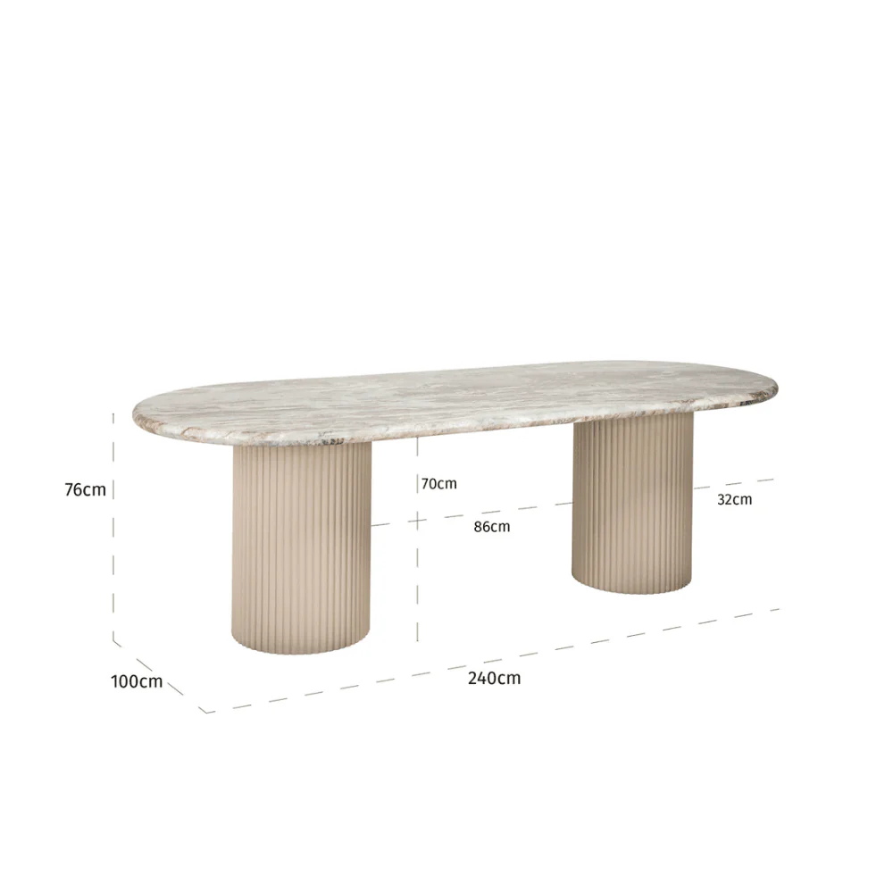 Verinne Luxury Large Oval Marble Top Dining Table - Image 6
