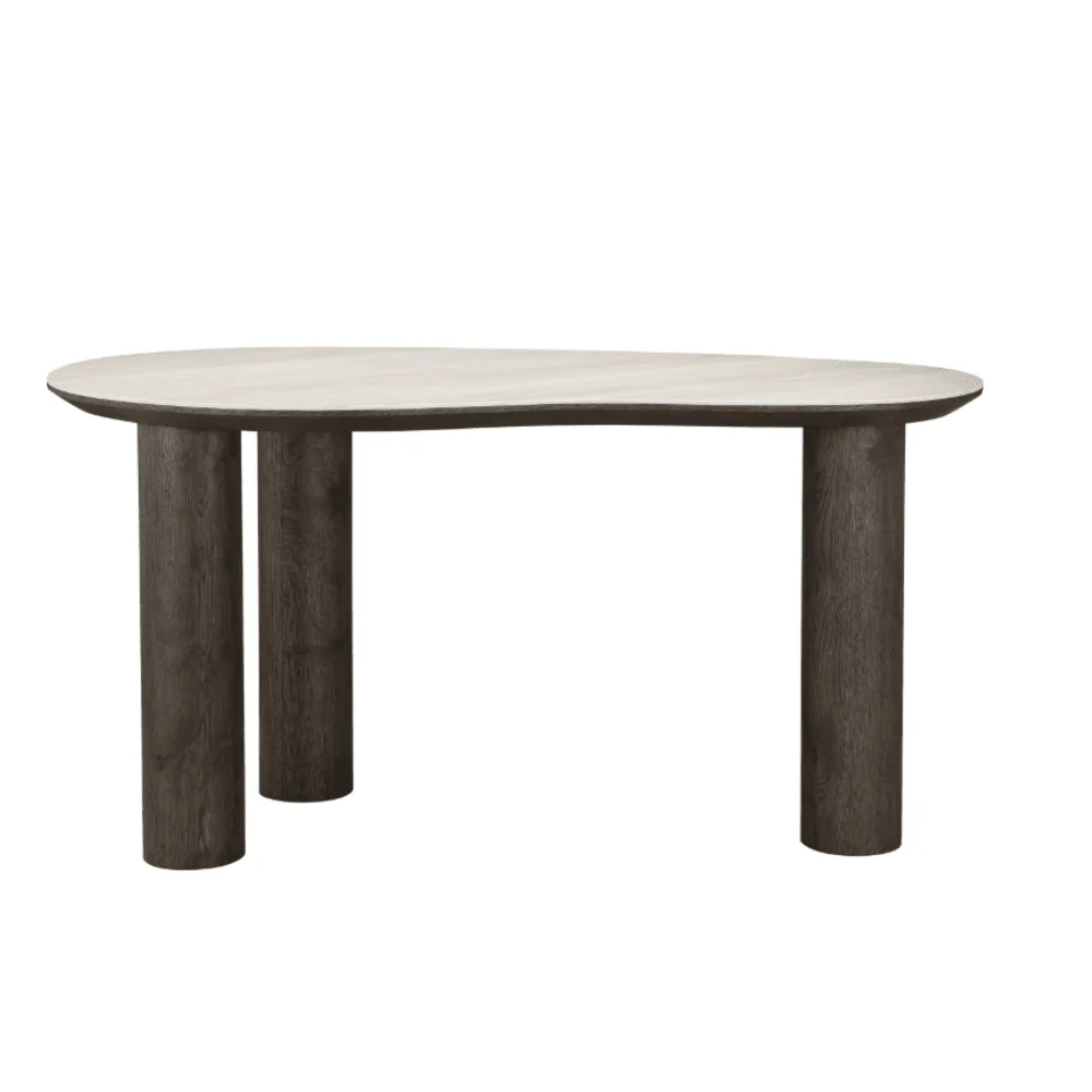 Verity Dark Brown Pebble Shaped Desk with Travertine Top - Image 3