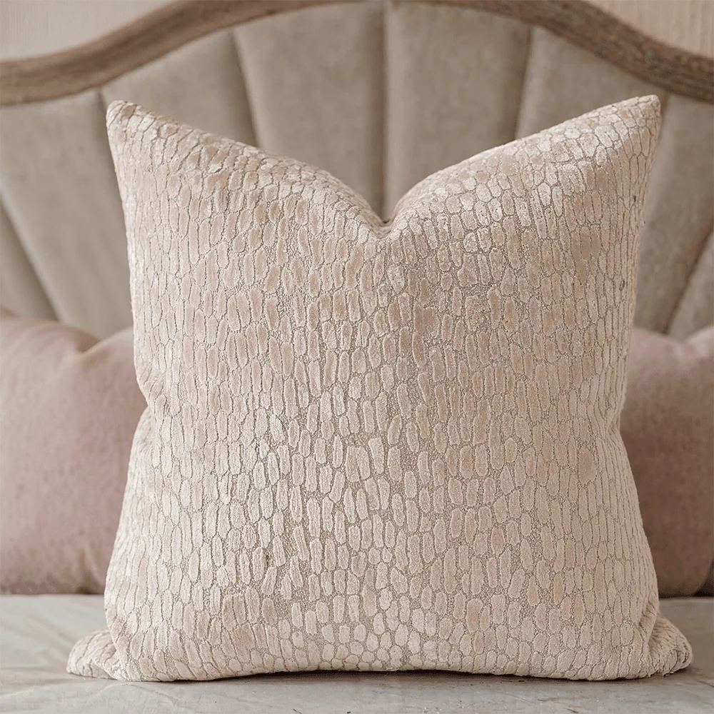Verona Baby Pink Metallic Textured Cushion - 43x43cm