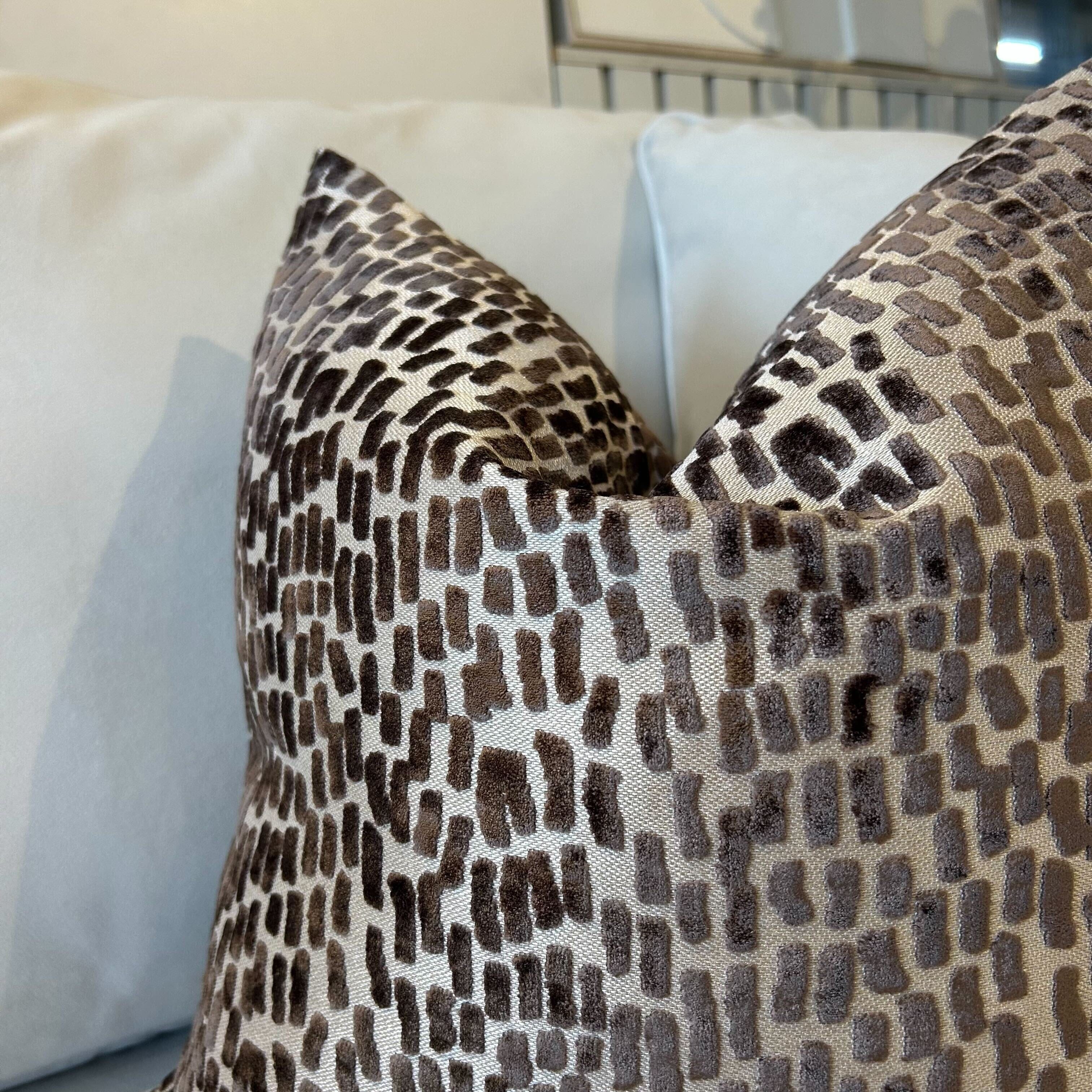 Verona Brown & Cream Metallic Textured Cushion - 43x43cm - Image 2