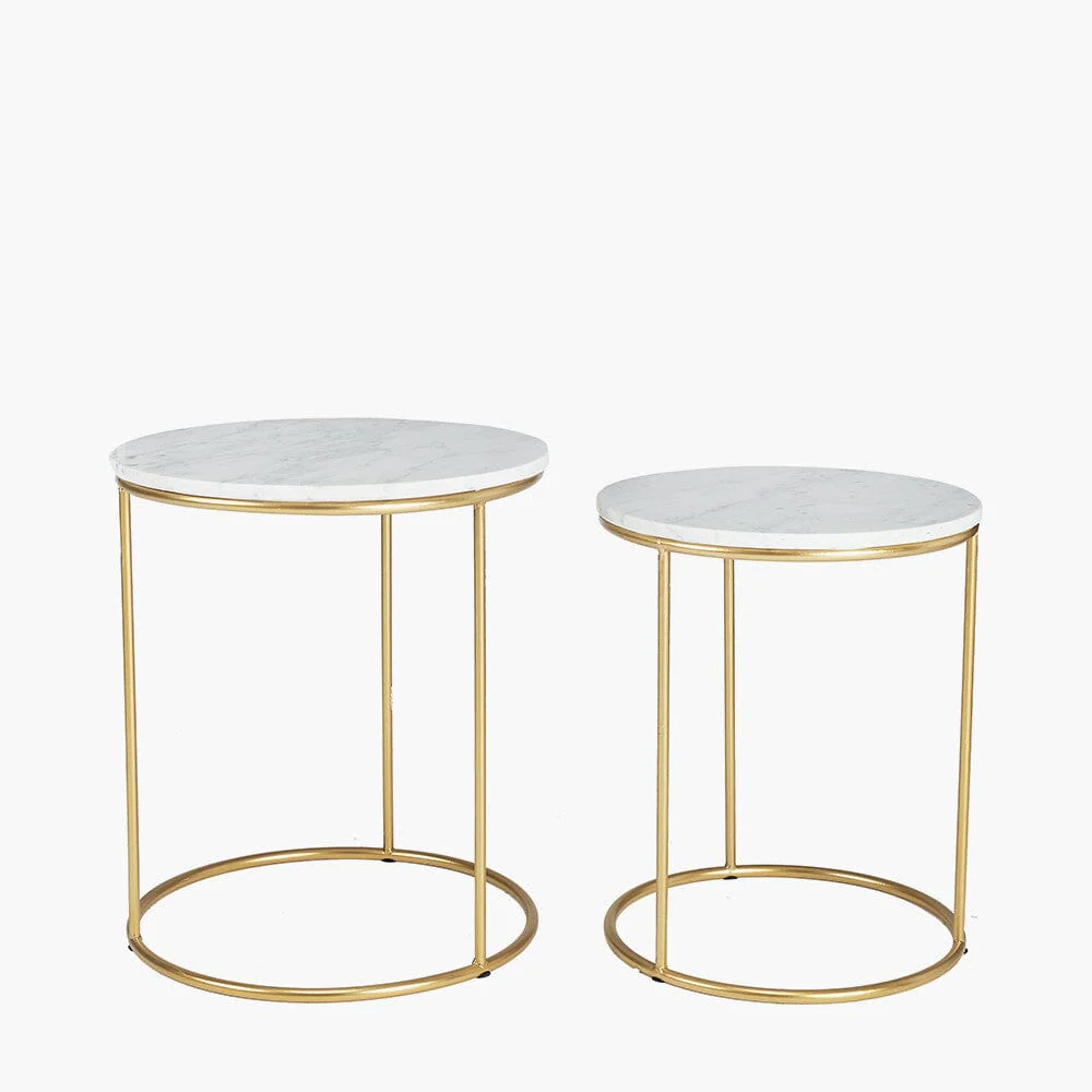 Verona White & Gold Round Set of 2 Side Tables - Image 3