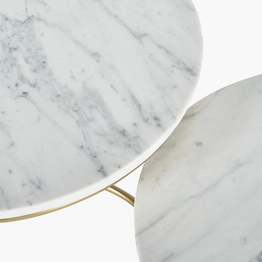 Verona White & Gold Round Set of 2 Side Tables - Image 4
