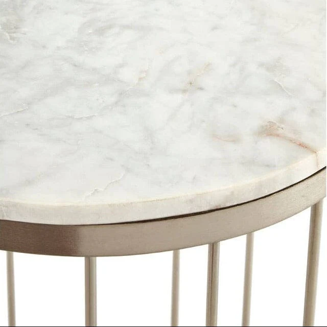 Vexa Champagne Side Table with Marble Top - Image 3
