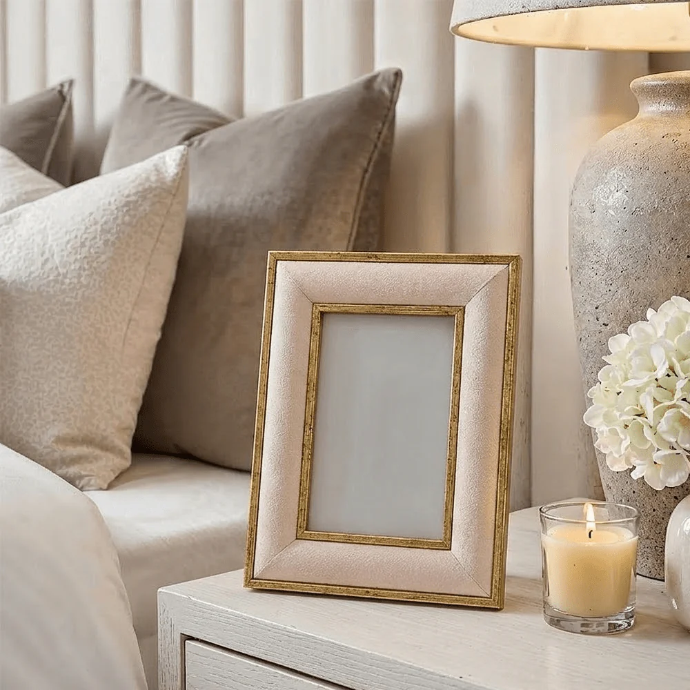 Vianne Cream Velvet & Gold Photo Frame - 4x6"