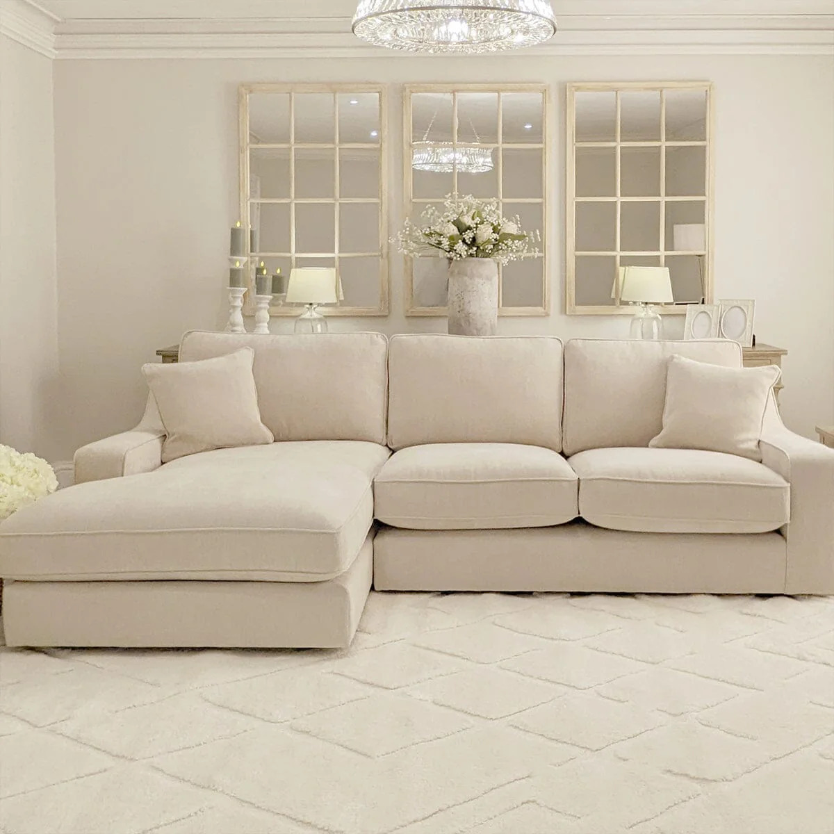 Victoria Beige Textured Medium Left Hand Facing Chaise End Sofa