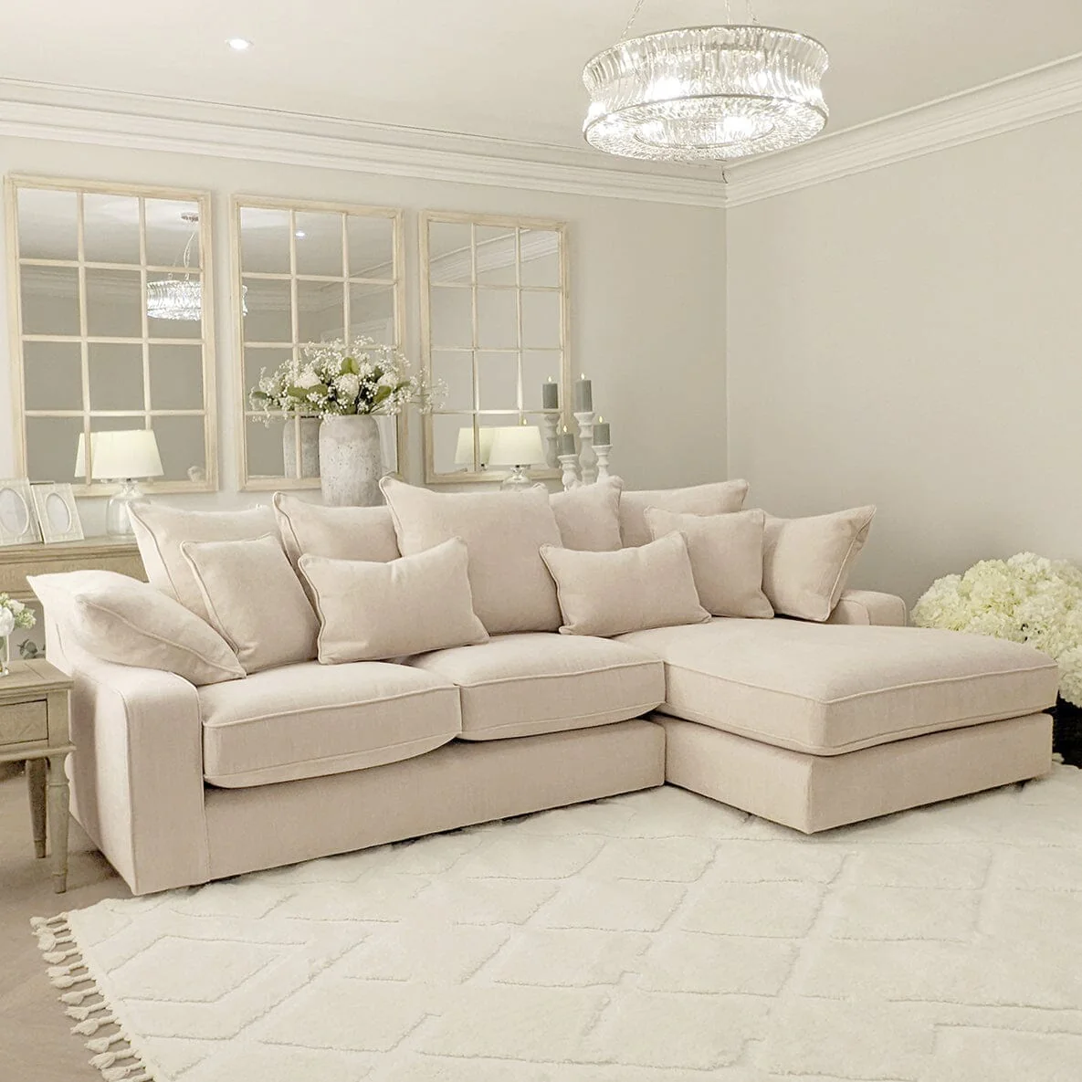 Victoria Beige Textured Pillow Back Medium Right Hand Facing Chaise End Sofa