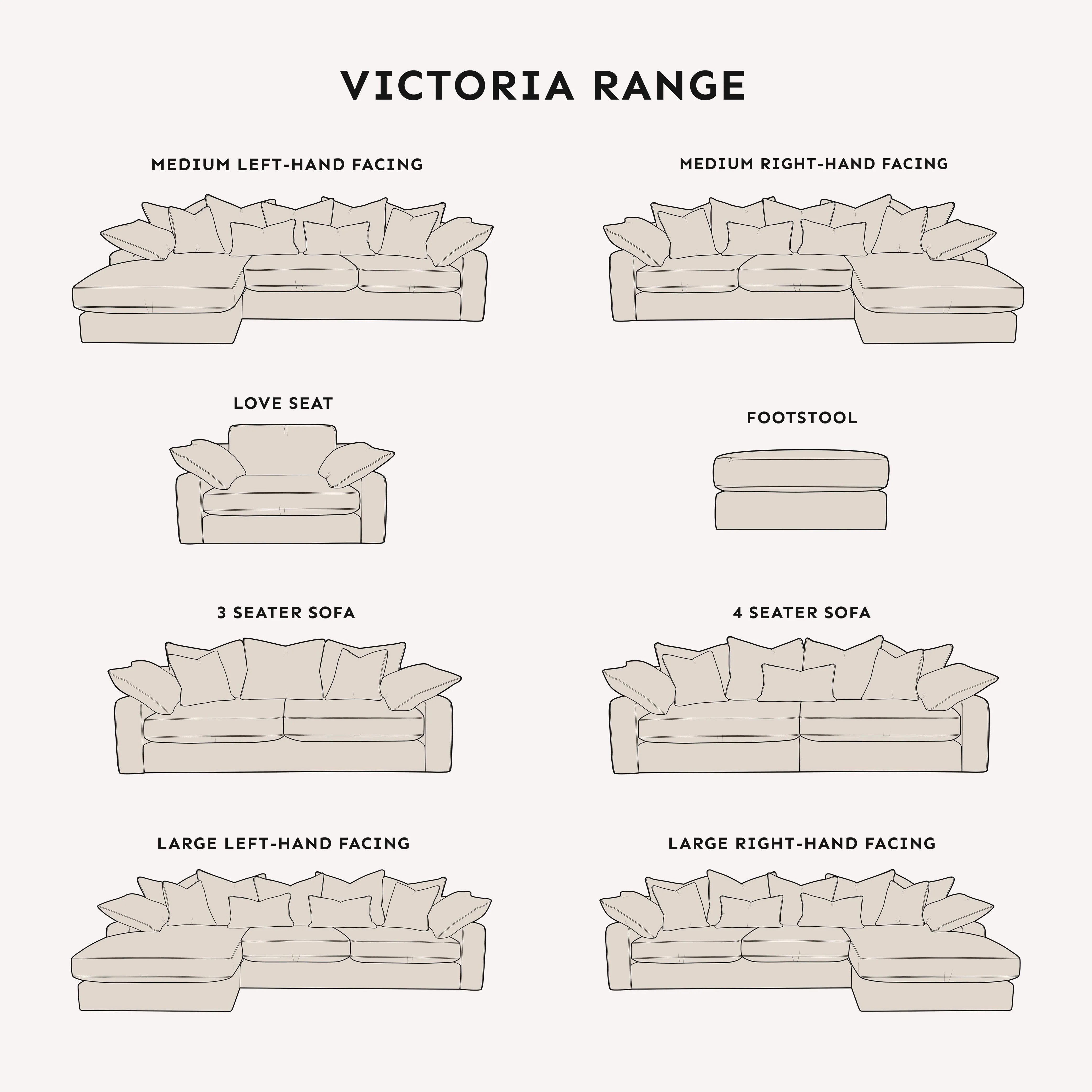 Victoria Cream Velvet Pillow Back Sofa Range - Image 11