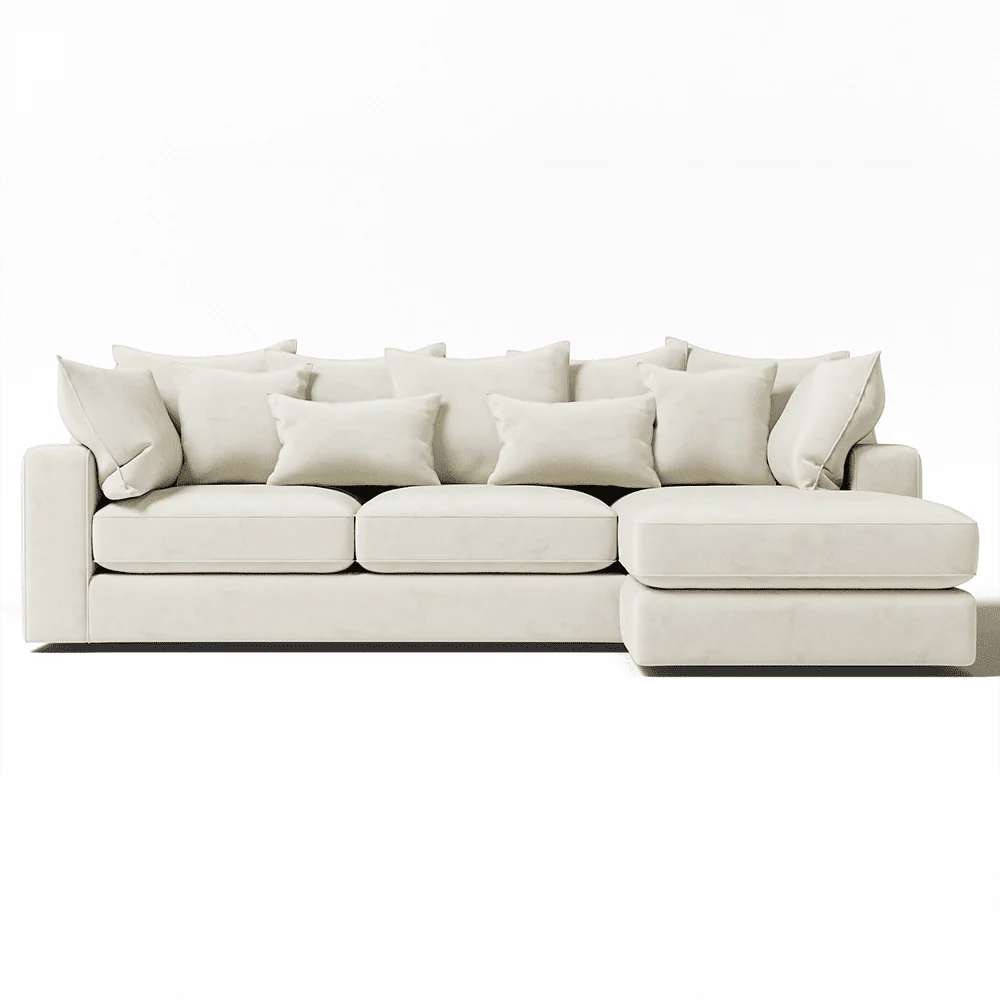 Victoria Cream Velvet Large Chaise End Sofa - Image 2