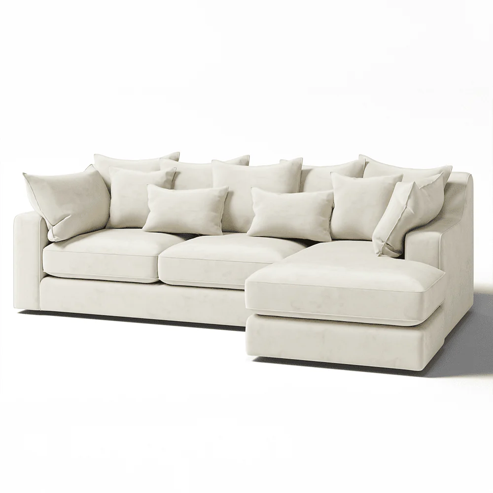 Victoria Cream Velvet Large Chaise End Sofa - Image 3