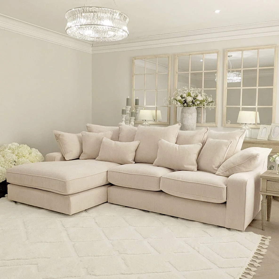Victoria Luxury Beige Textured Sofa Range - Image 4