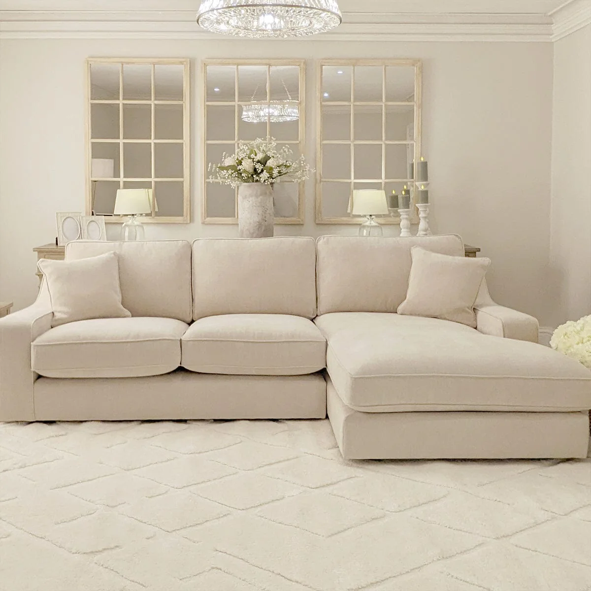 Victoria Luxury Beige Textured Sofa Range - Image 6