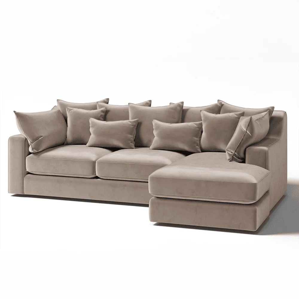 Victoria Mink Velvet Large Chaise End Sofa - Image 3