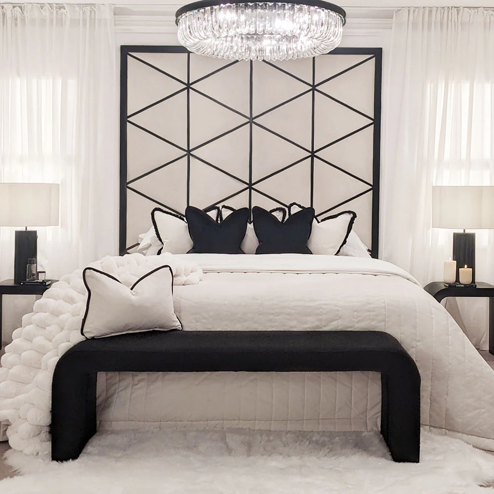 Vienna Cream & Black Premium Geometric Headboard - Image 3