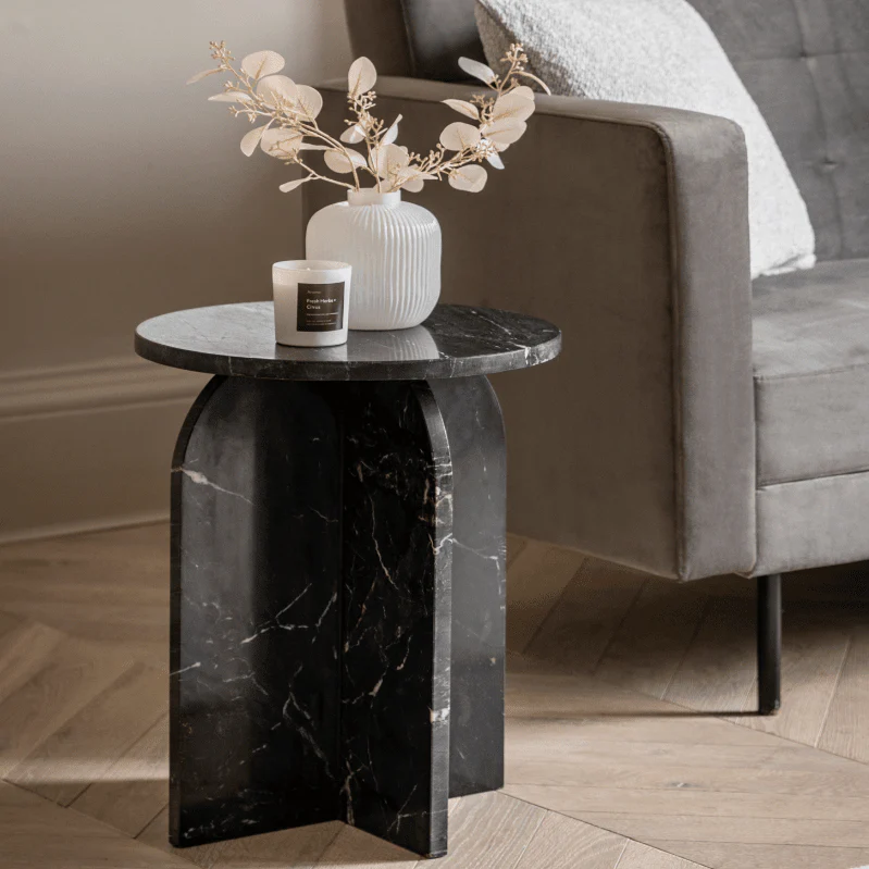 Vieste Black Marble Side Table - Image 4
