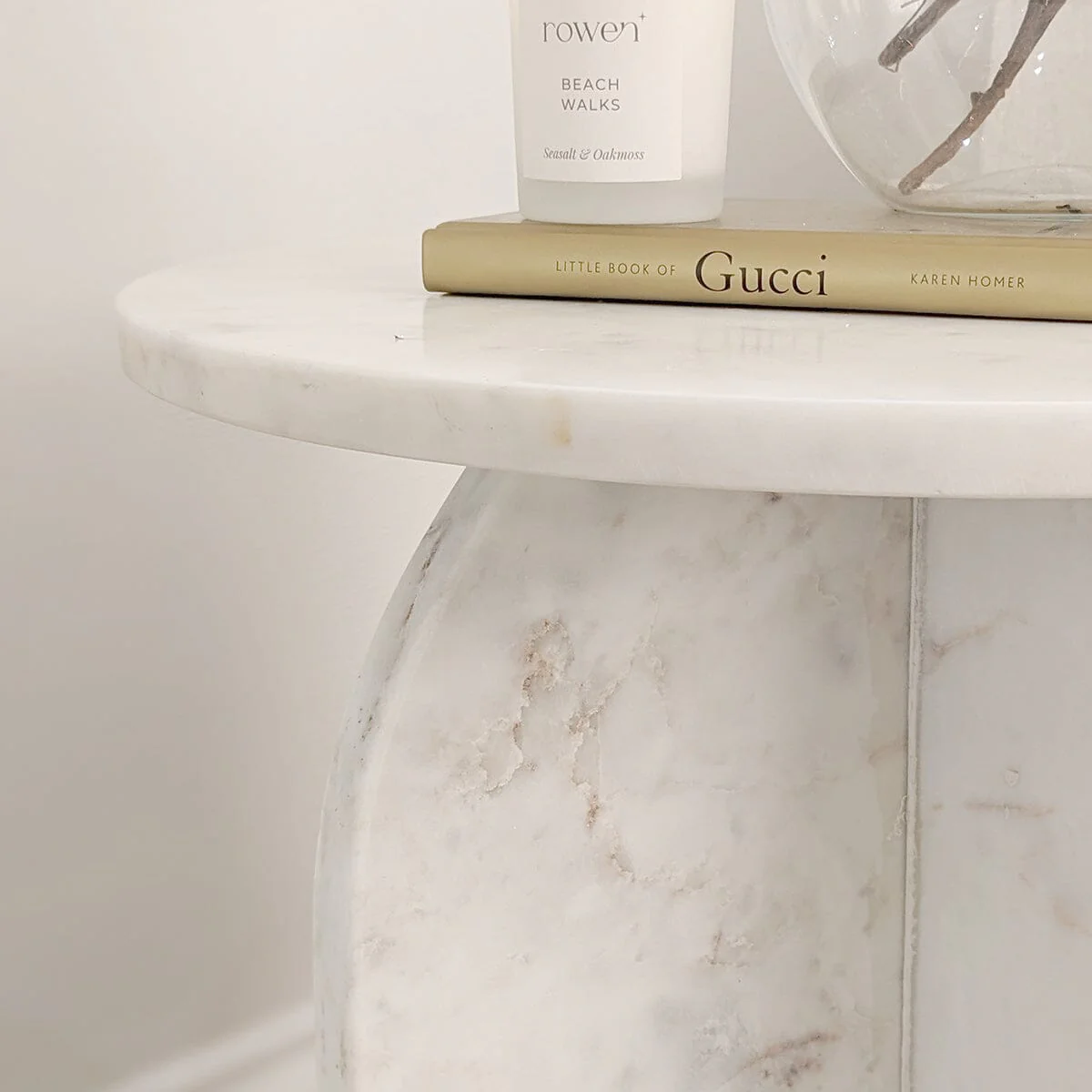 Vieste White Marble Side Table - Image 2