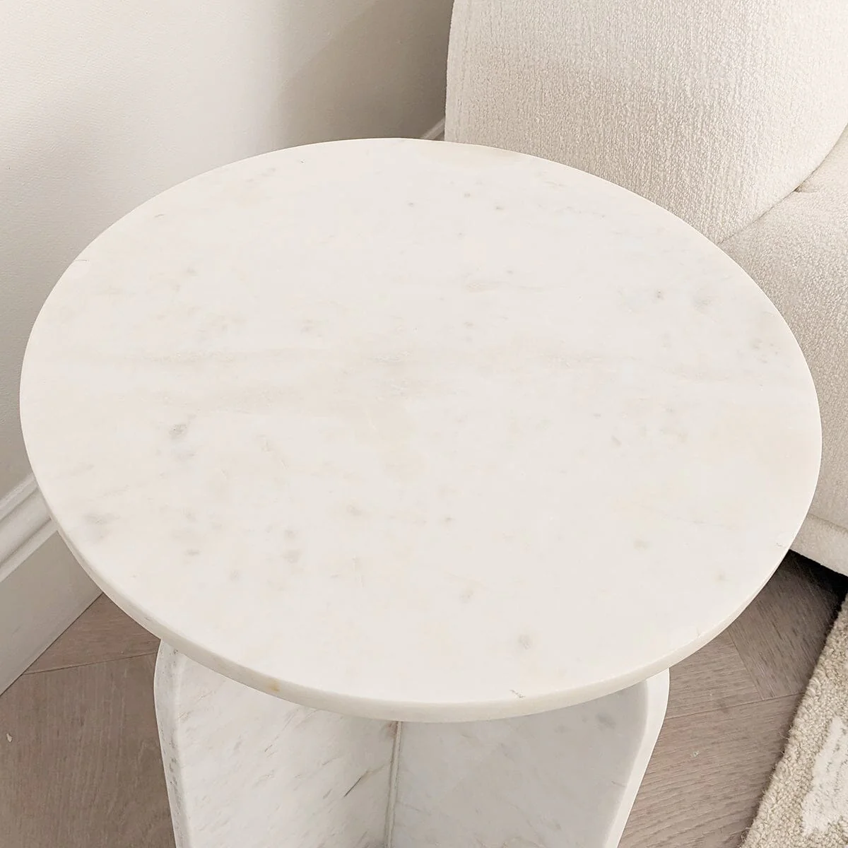 Vieste White Marble Side Table - Image 3