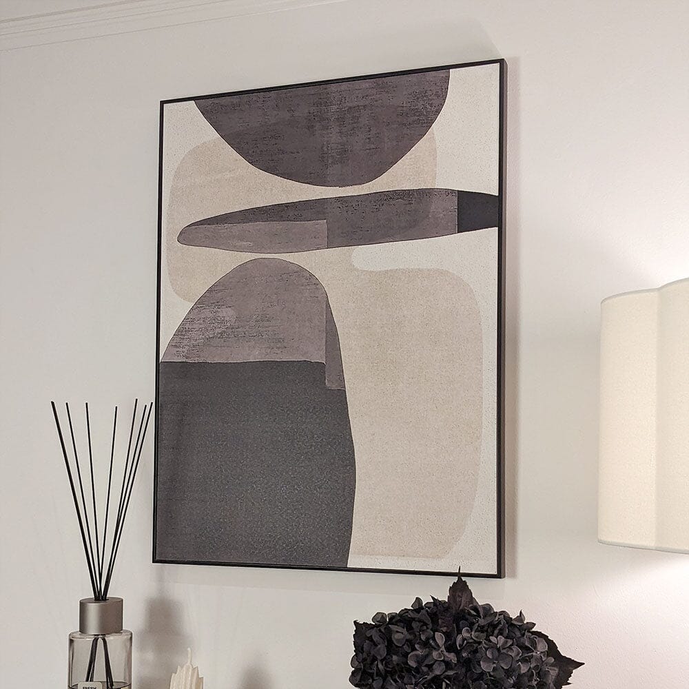 Vinsi Stone & Black Abstract Canvas Wall Art - Image 2