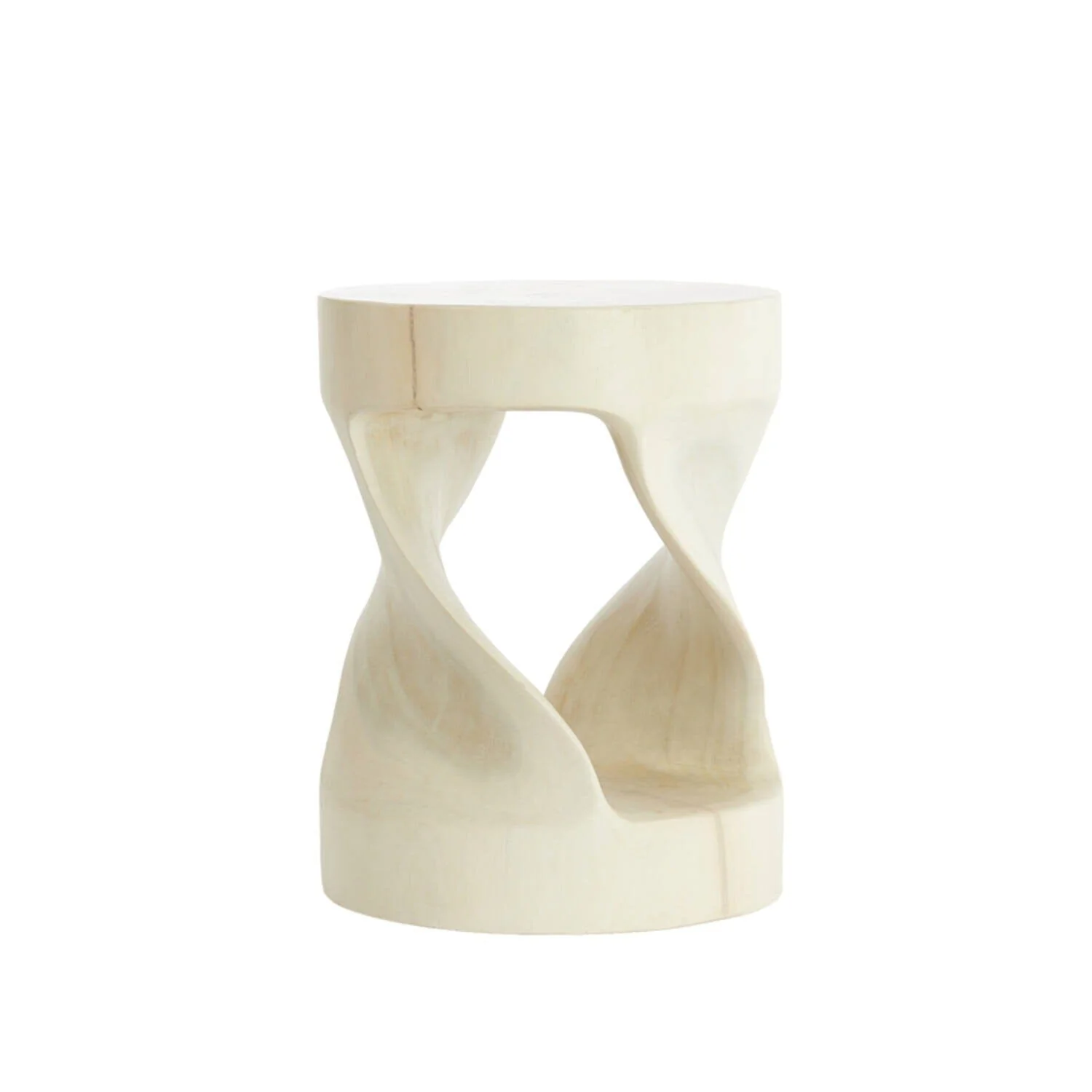 Vita Cream Light Wash Wood Twisted Side Table - Image 2