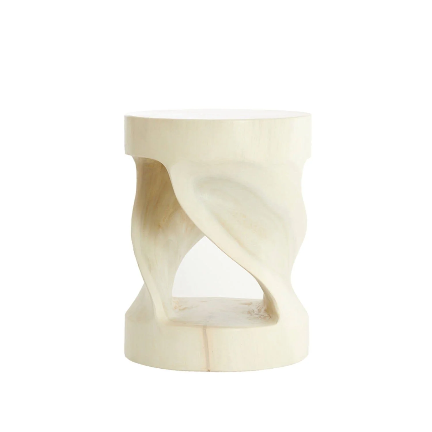 Vita Cream Light Wash Wood Twisted Side Table - Image 3
