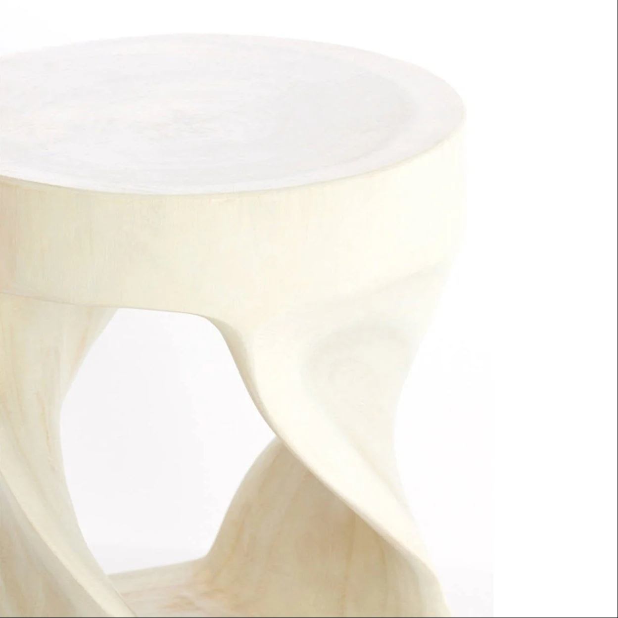 Vita Cream Light Wash Wood Twisted Side Table - Image 4