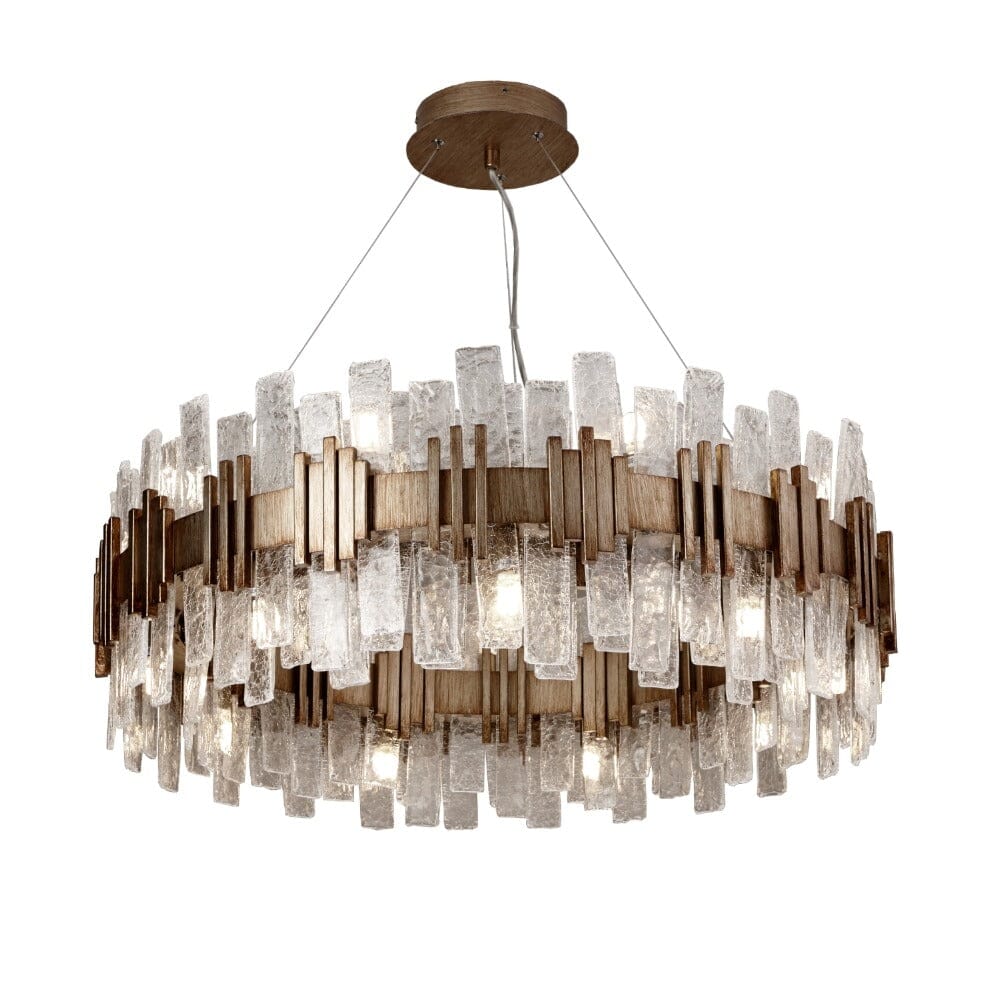 Vivia Antique Gold & Textured Glass Chandelier - Image 2