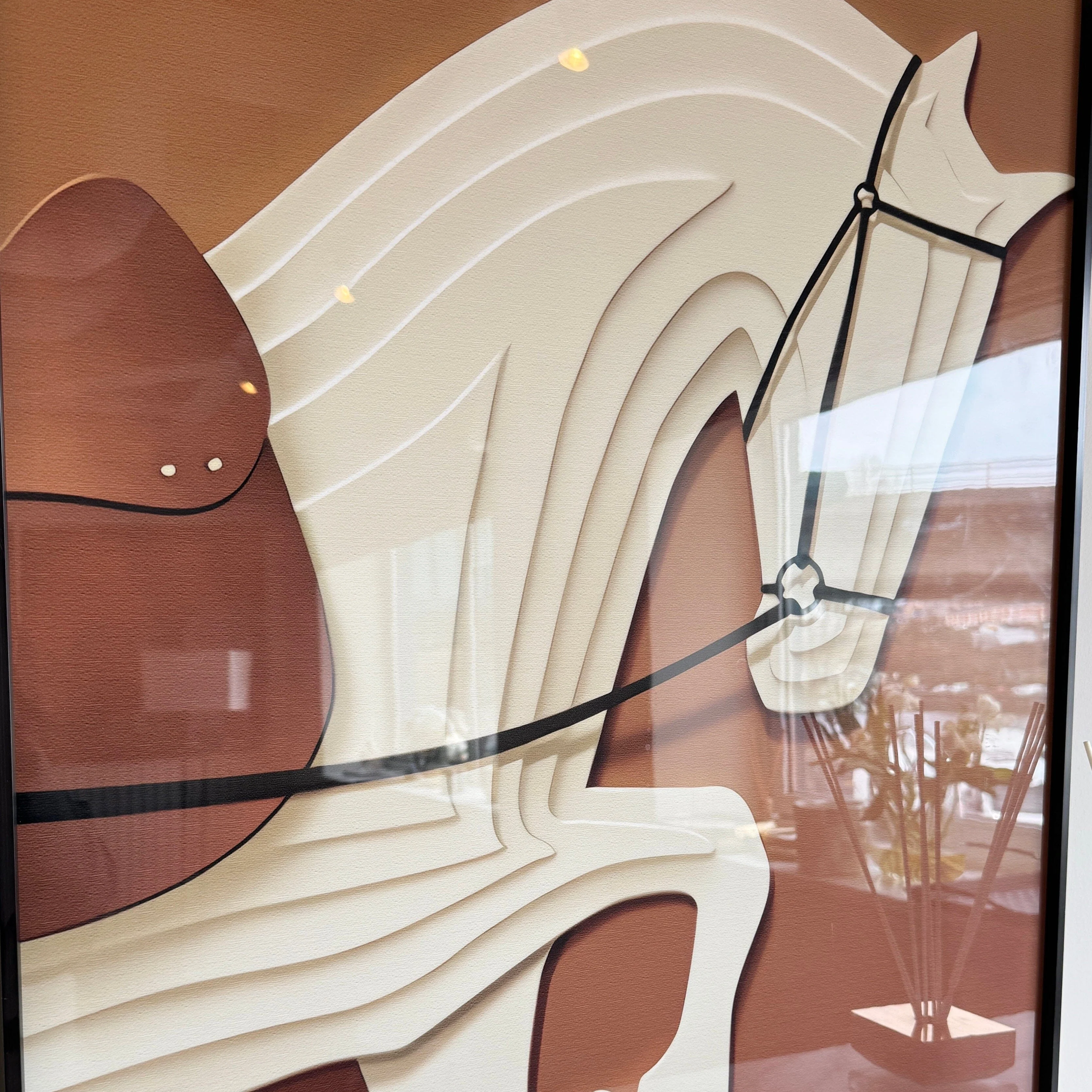 Vivienne Rust 3D Effect Horse Print Framed Wall Art - 60x90cm - Image 2